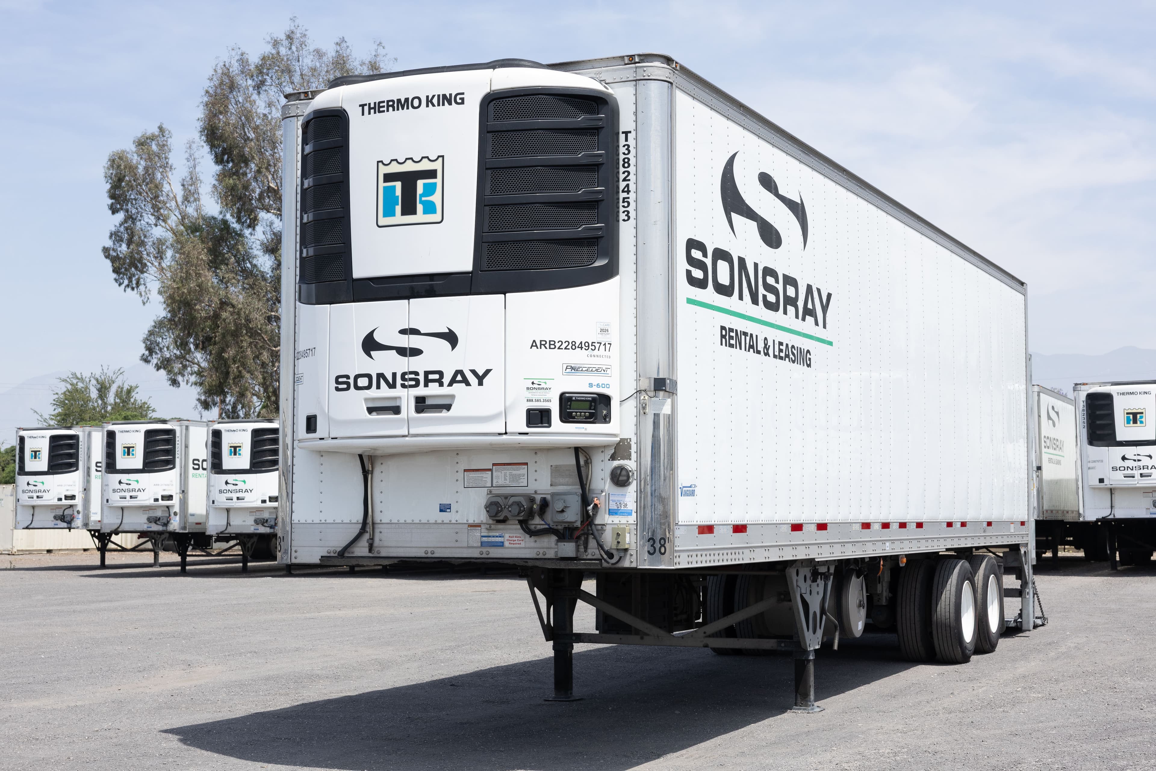 Refrigerated trailer at sunset